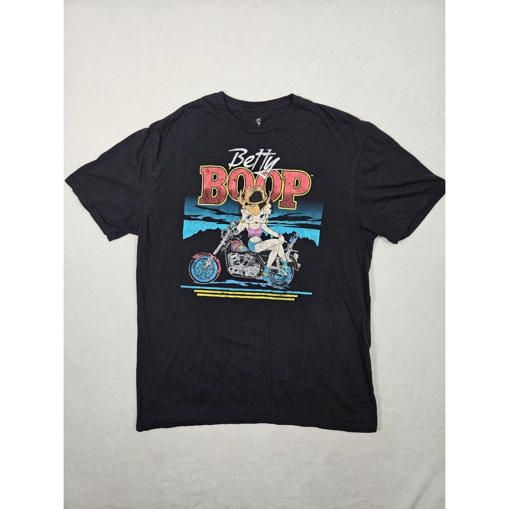 Betty Boop Biker Motorcycle‎ T Shirt Men's Large Black